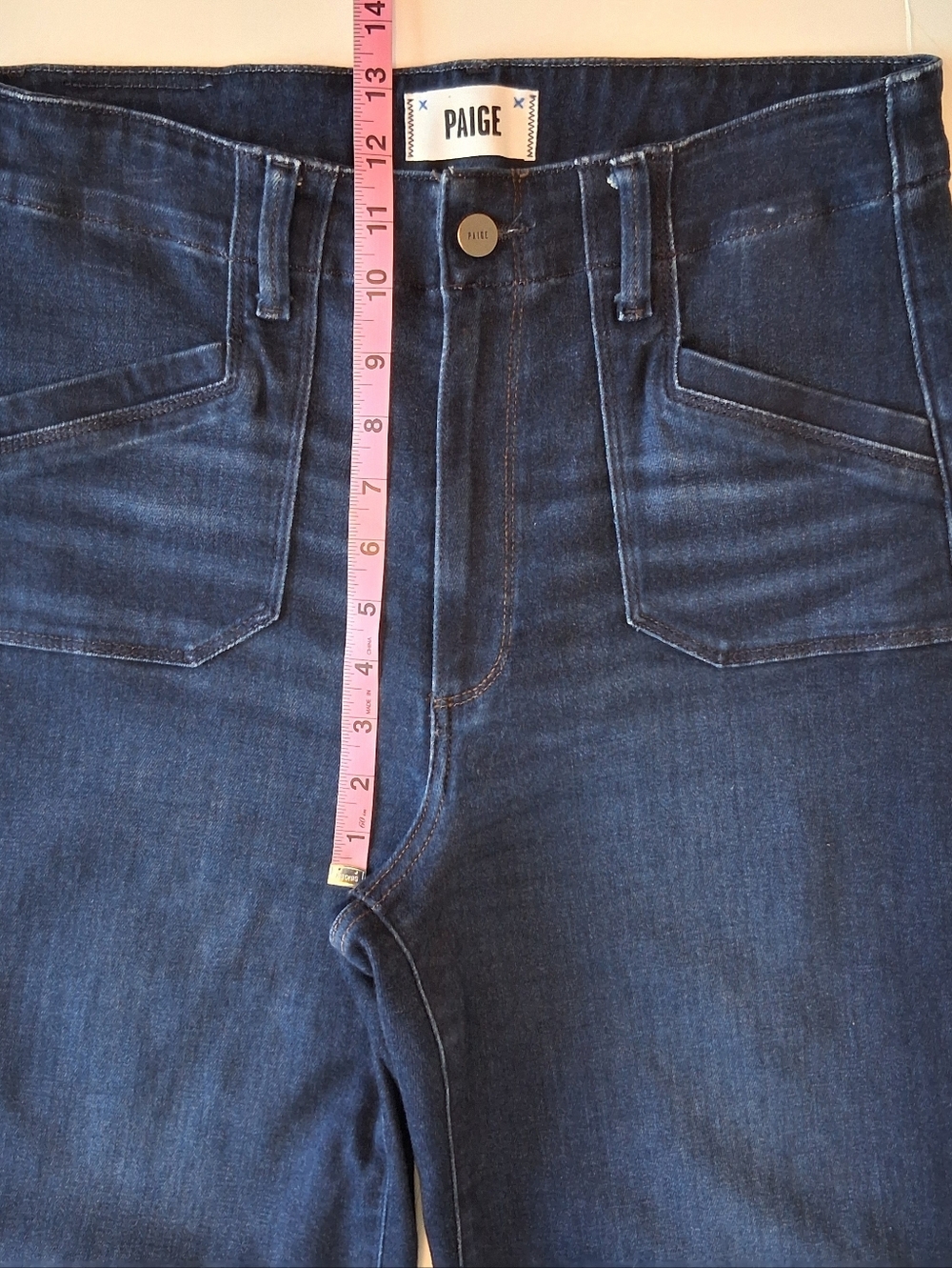 PAIGE Dark Blue High-Rise Wide Leg Jeans - Picture 13 of 16